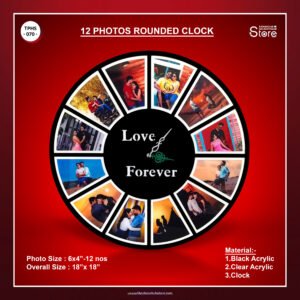 12 Photos Rounded Clock