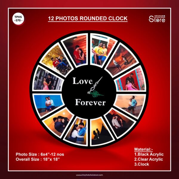 12 Photos Rounded Clock