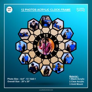 12 Photos Acrylic Clock Frame