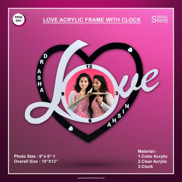 Love Acrylic Frame With Clock