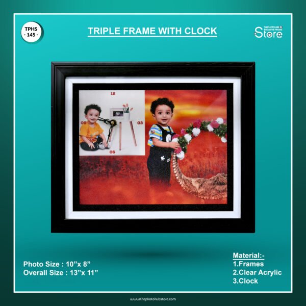 Triple Frame With Clock
