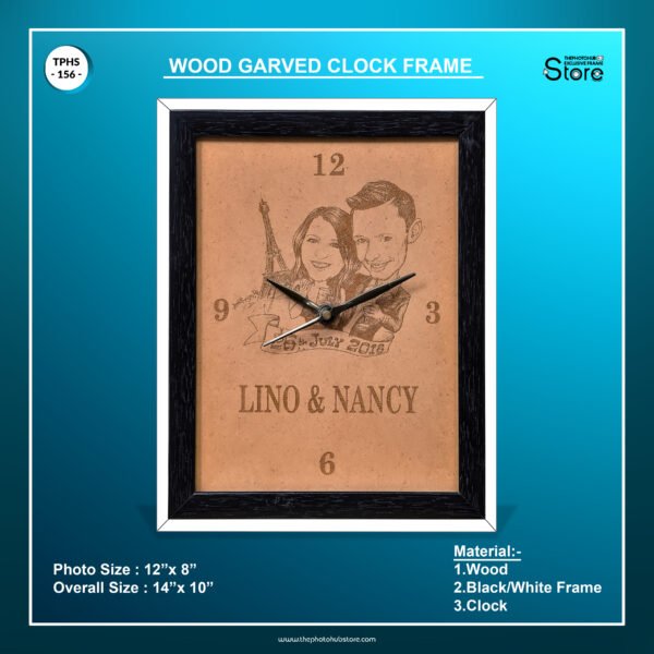 Wooden Graved Clock Frame